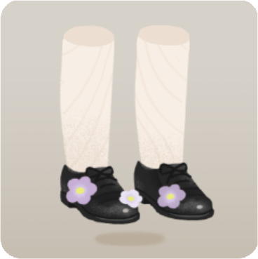 花咲く黒革靴