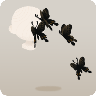 灰雲から現れる黒蝶