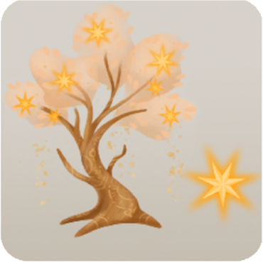 輝く七つの星が咲く金色の木